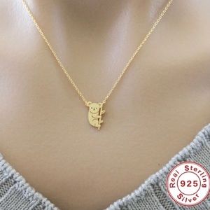 Koala Bear Charm Gold Plated S925 Silver Necklace